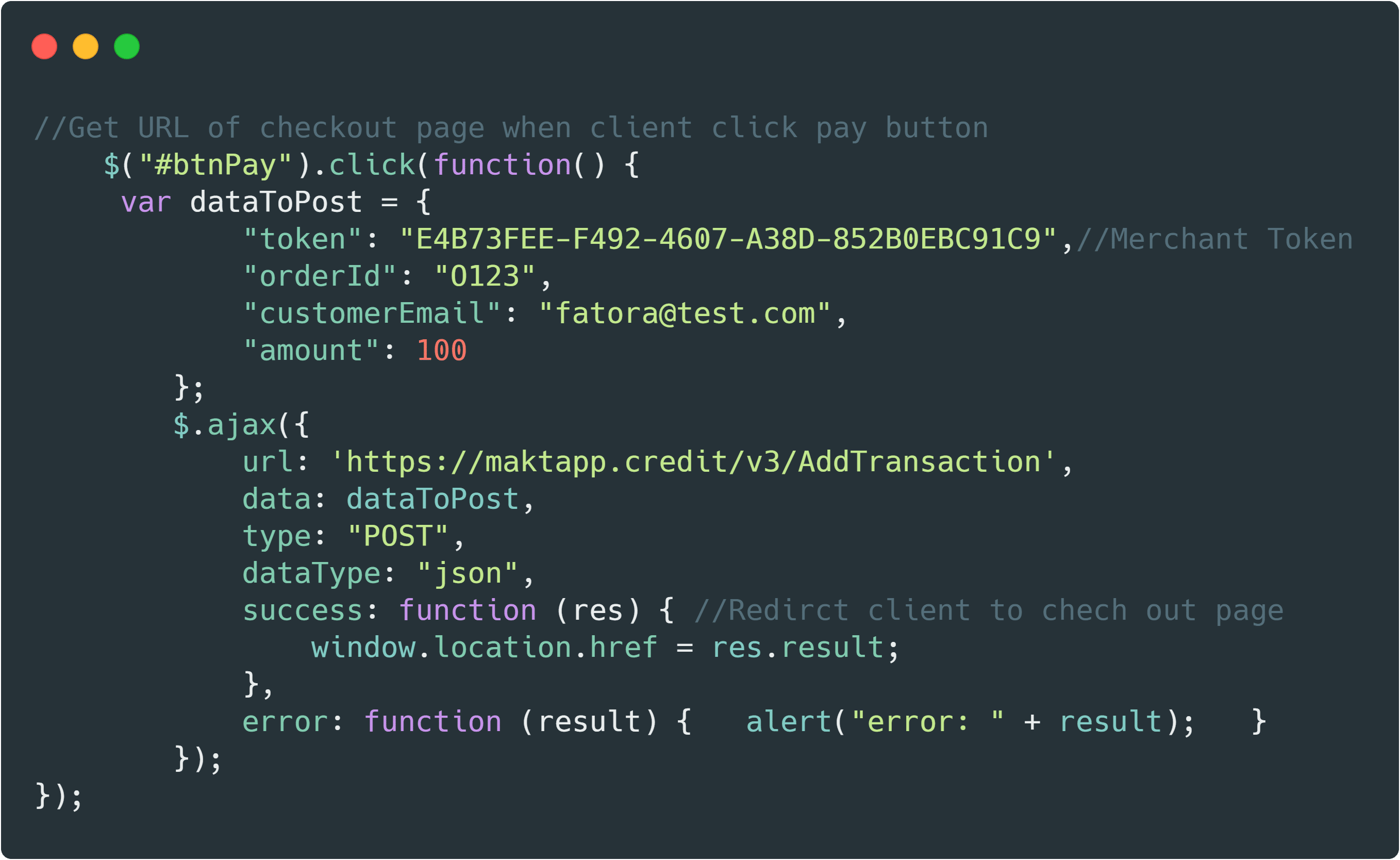 Code example